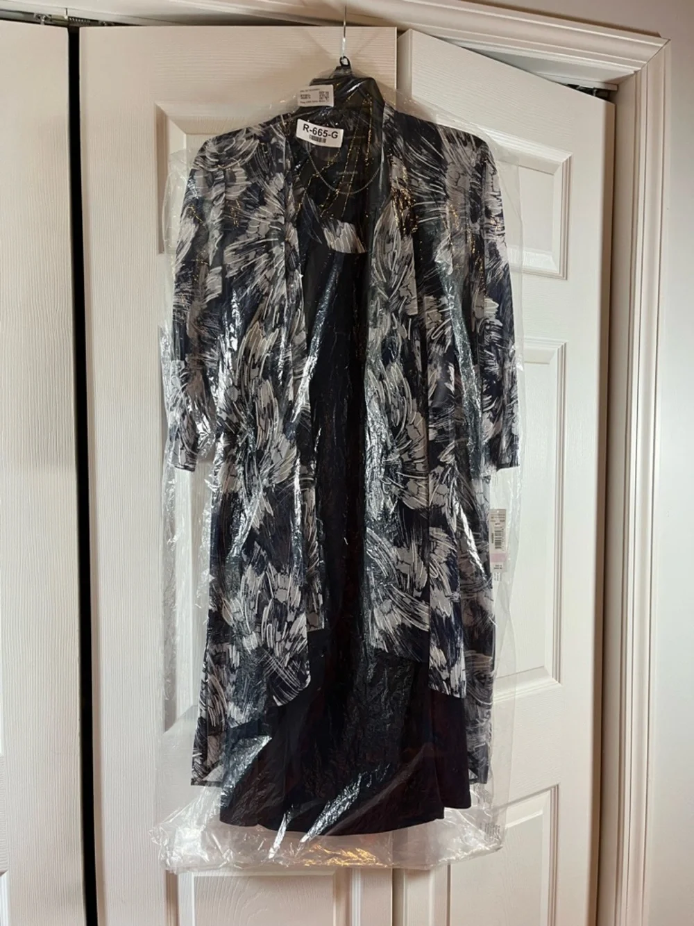 R&M Richards Navy and White Floral Overlay Dress Set, NWT - Picture 7 of 9